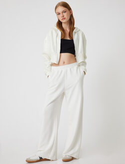 SWEATSHIRTS Volledige ritssluiting met capuchon Glanzend Sweatshirt Ecru