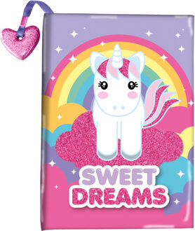 Sweet Dreams Roze/paars dagboek Sweet Dreams unicorn/eenhoorn met glitter
