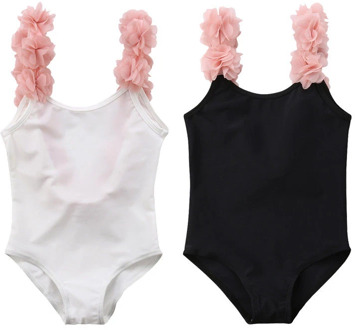 Sweet Girls One Piece Swimsuit Kids Cute Flower Strap Bikini Swimwear Children Summer Beach Backless Bathing Suit