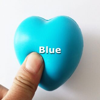 Sweet Heart Shaped Stress Relief Bal Oefening Stress Squeeze Elastische Rubber Soft Foam Bal Bal Speelgoed Blauw