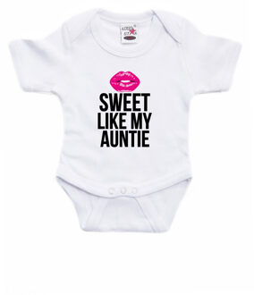 Sweet like my auntie kraamcadeau tante rompertje wit jongens en meisjes 80 (9-12 maanden)