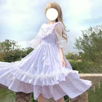 Sweet Lolita Dress Koude Ster Water Maan Lolita Girly Stijl Japanse Zoete Jsk Sling Jurk Voor Kinderen Zomer Kawaii Kleding zwart