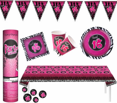 Sweet Sixteen thema verjaardag feestartikelen pakket voor 8x personen - Feestpakketten