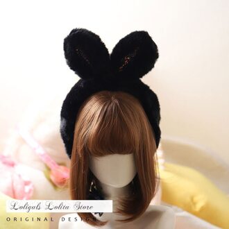 Sweet Winter Ear Muffs with Bunny Ear zwart