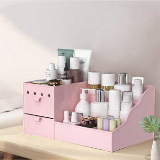 Swell Led Spiegel Make Organizer Badkamer Grote Capaciteit Lade Make Storage Dozen Nagellak Huid Caretable Cosmetische Case Roze / 26x15x11CM