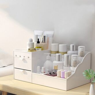 Swell Led Spiegel Make Organizer Badkamer Grote Capaciteit Lade Make Storage Dozen Nagellak Huid Caretable Cosmetische Case wit / 24x13x9CM