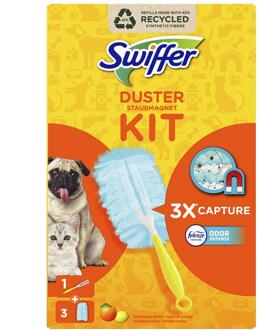 Swiffer Duster Febreze Starterset Huisdieren 1 Handvat Met 3 Navullingen blauw