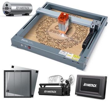 Swiitol E6 Pro 6W Integrated Structure Laser Engraver with 400x400mm Honeycomb Working Table and R3 Pro Roller and CR1 Control Terminal and Air Assist Kit
