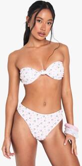 Swimwear Essentials Ditsy Floral Knot Bandeau Bikini Top, Pink - 34