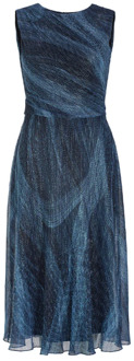 Swing Geplooide jurk met metallic draden Swing , Blue , Dames - 2Xl,Xl,M,S
