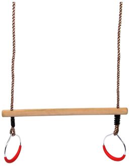 Swing King Trapeze met Ringen in hoogte Verstelbaar Hout Naturel Bruin