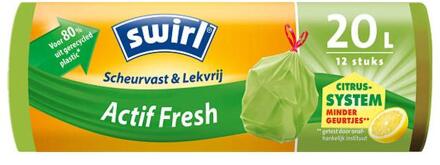Swirl Actif Fresh afvalzak met trekband 20 liter 12 stuks Oranje