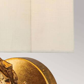 Swirl wandlamp Large met linnen kap, afwerking in goudkleurige folie goud, wit