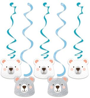 Swirls Birthday Bear (5st) Blauw