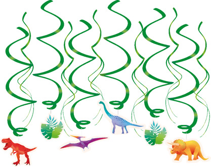 Swirls Dinosaurus Decoratie (12st) Multikleur - Print