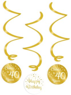 swirlslingers 40 jaar 70 cm goud/wit 3 stuks Goudkleurig