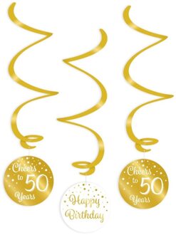 swirlslingers 50 jaar 70 cm goud/wit 3 stuks Goudkleurig