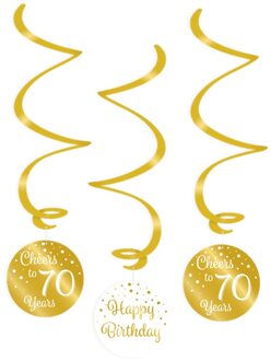 swirlslingers 70 jaar 70 cm goud/wit 3 stuks Goudkleurig