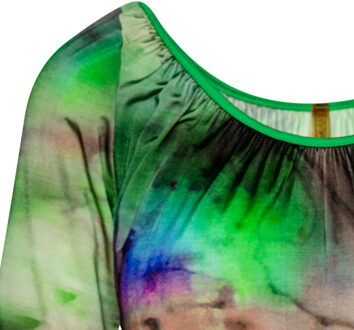 Swirly Print Scoop Hals Top Groen