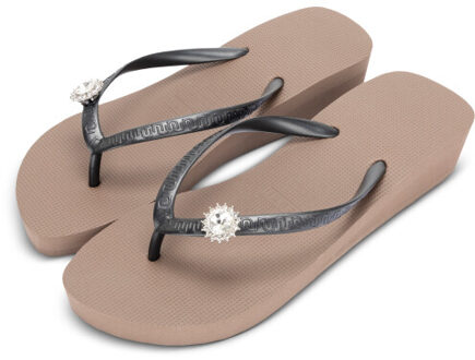 Switch dames slipper met hak , , maat: Taupe - 39-40