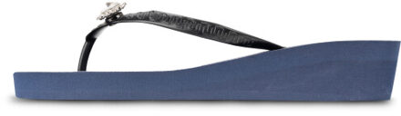 Switch dames slipper met hak marineblauw, , maat: - maat 35-36