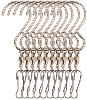Swivel Clip Opknoping Haken Rvs Voor Wind Spinners Windgong Crystal Twisters Party Supply-10 Pack zilver