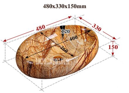 SY-50381S Hoge Temperatuur Afvuren Ovale Keramische Wastafel Hand Wastafel Stone Graan Serie Opzetkom Kom klein