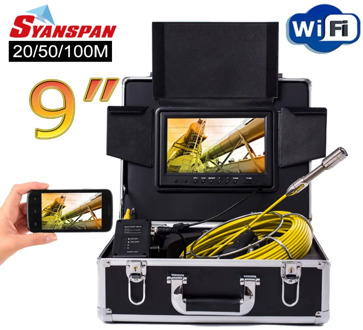 SYANSPAN 9" Wireless WiFi 30M Pipe Inspection Video Camera,Drain Sewer Pipeline Industrial Endoscope support Android/IOS