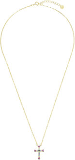 syke collier in 925 sterling zilver en veelkleurige zirkonia met 18 karaat geelgouden afwerking - One Size