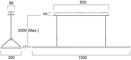 Sylvania LED hanglamp Areum, 150 x 30 cm, 840, DALI wit