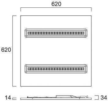 Sylvania LED paneel OptiClip R 625 2L, wit, 33 W, 4.000 K, DALI dimbaar verkeerswit (RAL9016)