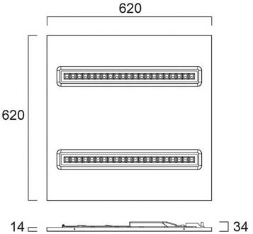 Sylvania LED paneel OptiClip R 625 2L, wit, 33 W, 4.000 K, Multipower verkeerswit (RAL9016)