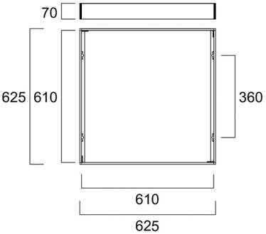Sylvania opbouwframeset voor LED panelen, 62,5 x 62,5 cm signaalwit RAL 9003