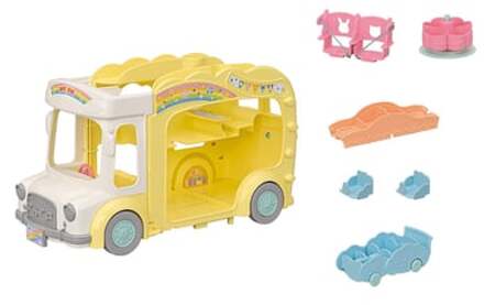 Sylvanian Families ® Avontuur kleuterschool Bus Regenbogen Kleurrijk