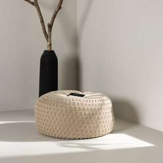 Sylvie gevlochten ronde poef beige - Ø 60 cm