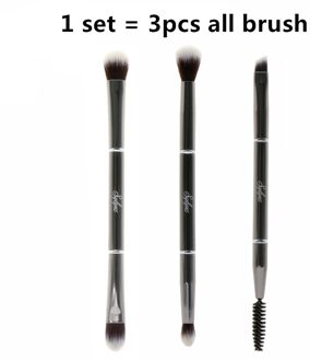 Sylyne 3Pcs Make-Up Kwasten Metalen Double Ended Mengen Wenkbrauw Oogschaduw Eyeliner Eye Brow Concealer Brush Set Kit Tools.