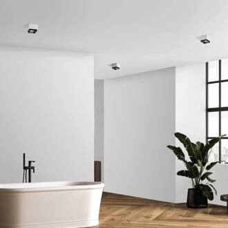 Syme plafondlamp, wit/zwart, hoekig, 11 cm, gips, GX53 wit, zwart