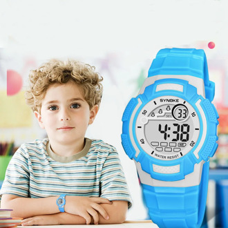 SYNOKE Blue Kids Watches Sport 30M Waterproof Electronic Wristwatch Stop Watch Alarm Clock Children Digital Watch For Boys Girls