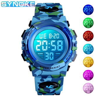 SYNOKE Digital Watch For Boys Girls Camouflage LED Military Kids Sport Watches Waterproof Electronic Children relogio infantil