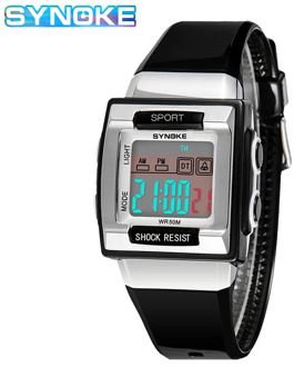SYNOKE Digital Watch For Kids Rectangular Electronic Watch For Kids Boys Girls Diving Swimming Waterproof Watch Child's Gift