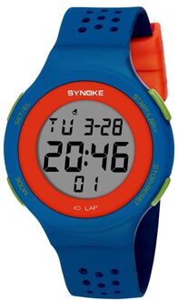Synoke Multifunctionele Mannen Sport Horloges 50M Waterdicht Horloge Led Digitale Dubbele Action Elektronische Horloge Masculino blauw