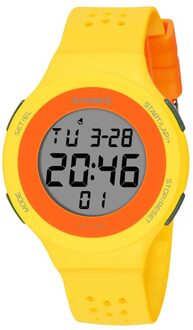Synoke Multifunctionele Mannen Sport Horloges 50M Waterdicht Horloge Led Digitale Dubbele Action Elektronische Horloge Masculino geel