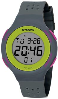 Synoke Multifunctionele Mannen Sport Horloges 50M Waterdicht Horloge Led Digitale Dubbele Action Elektronische Horloge Masculino grijs