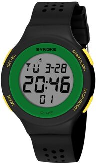 Synoke Multifunctionele Mannen Sport Horloges 50M Waterdicht Horloge Led Digitale Dubbele Action Elektronische Horloge Masculino groen