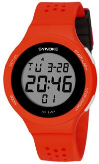 Synoke Multifunctionele Mannen Sport Horloges 50M Waterdicht Horloge Led Digitale Dubbele Action Elektronische Horloge Masculino rood