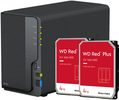 Synology DiskStation DS223 incl. 2x WD Red Plus 4 TB harde schijf NAS