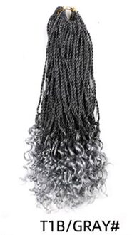 Synthetisch Haar Vlechten Ombre Vlechten Haarverlenging Vlecht Haar Paars Zwart Gemengde Kleuren Gehaakte Vlechten T1B grijs