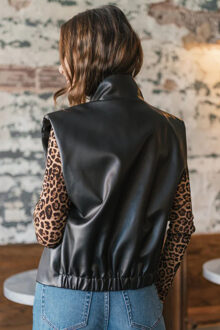 Synthetische Leren Ritsvest - maat S Zwart