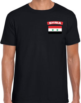 Syria / Syrie landen shirt met vlag zwart voor heren - borst bedrukking 2XL