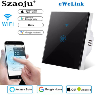 Szaoju EU Wall Touch Switch Smart Light Switch 1 Gang 1 way Smart Home Support Alexa Google Home Assistant IFTTT For Android